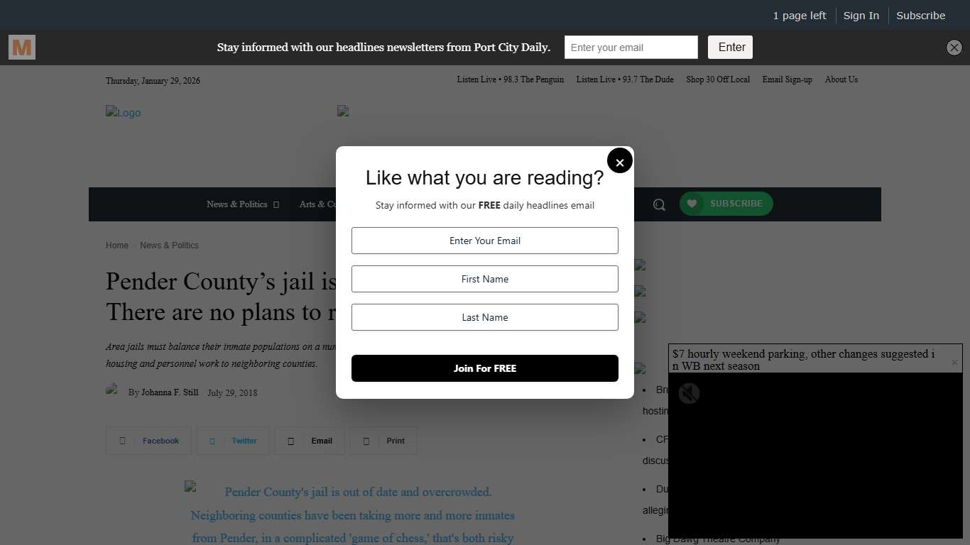 Pender County’s jail is overcrowded and aging. There are no plans to replace it Port City Daily